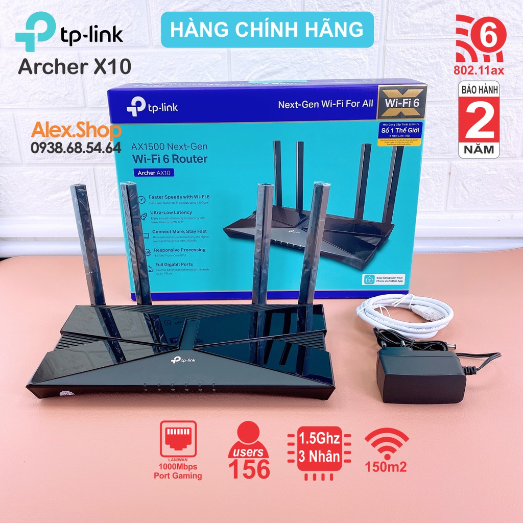 [Chính Hãng] TP-Link Archer X10 Thiết Bị Phát Wifi6 Gigabit Băng Tần Kép AX1500