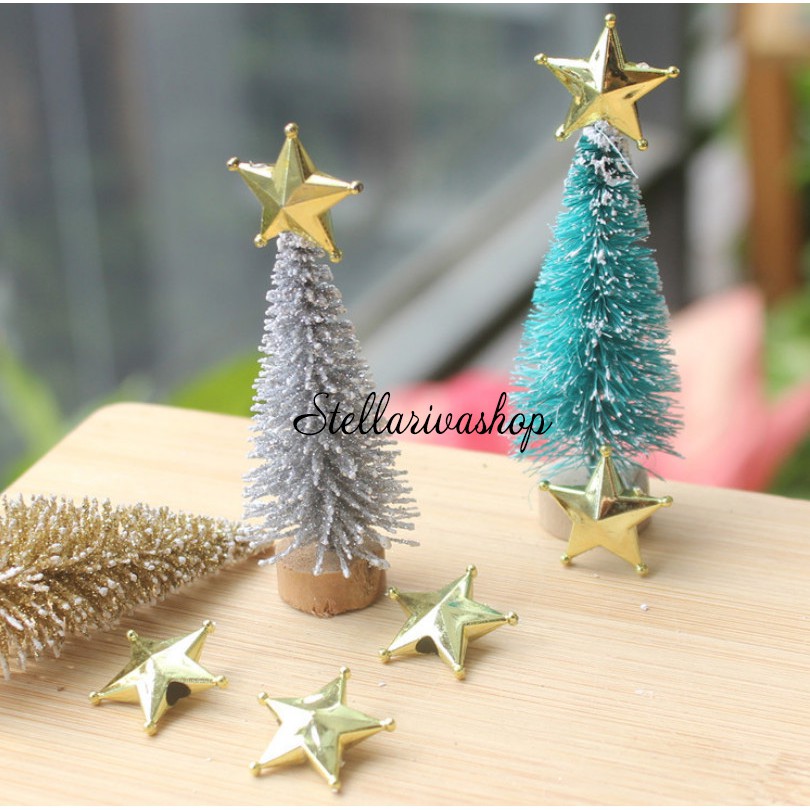 Mô hình ngôi sao 5 cánh nhỏ đính cây thông Noel trang trí tiểu cảnh, terrarium Giáng sinh