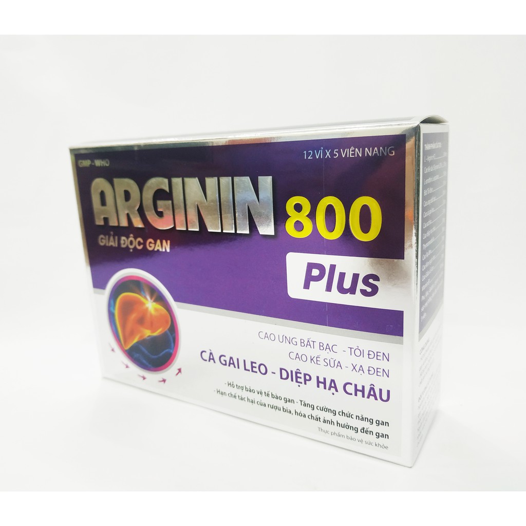 VIÊN UỐNG BỔ GAN ARGININ 800 PLUS – GIẢI ĐỘC GAN – CÀ GAI LEO BẢO VỆ TẾ BÀO GAN – TĂNG CƯỜNG CHỨC NĂNG GAN - HỘP 60 VIÊN