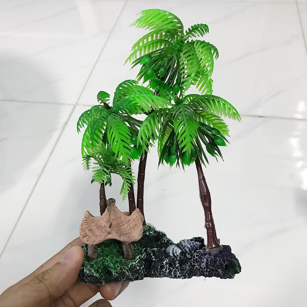 DỪA TRANG TRÍ HỒ CÁ NON BỘ DÀI 12CM RỘNG 6CM CAO 16CM