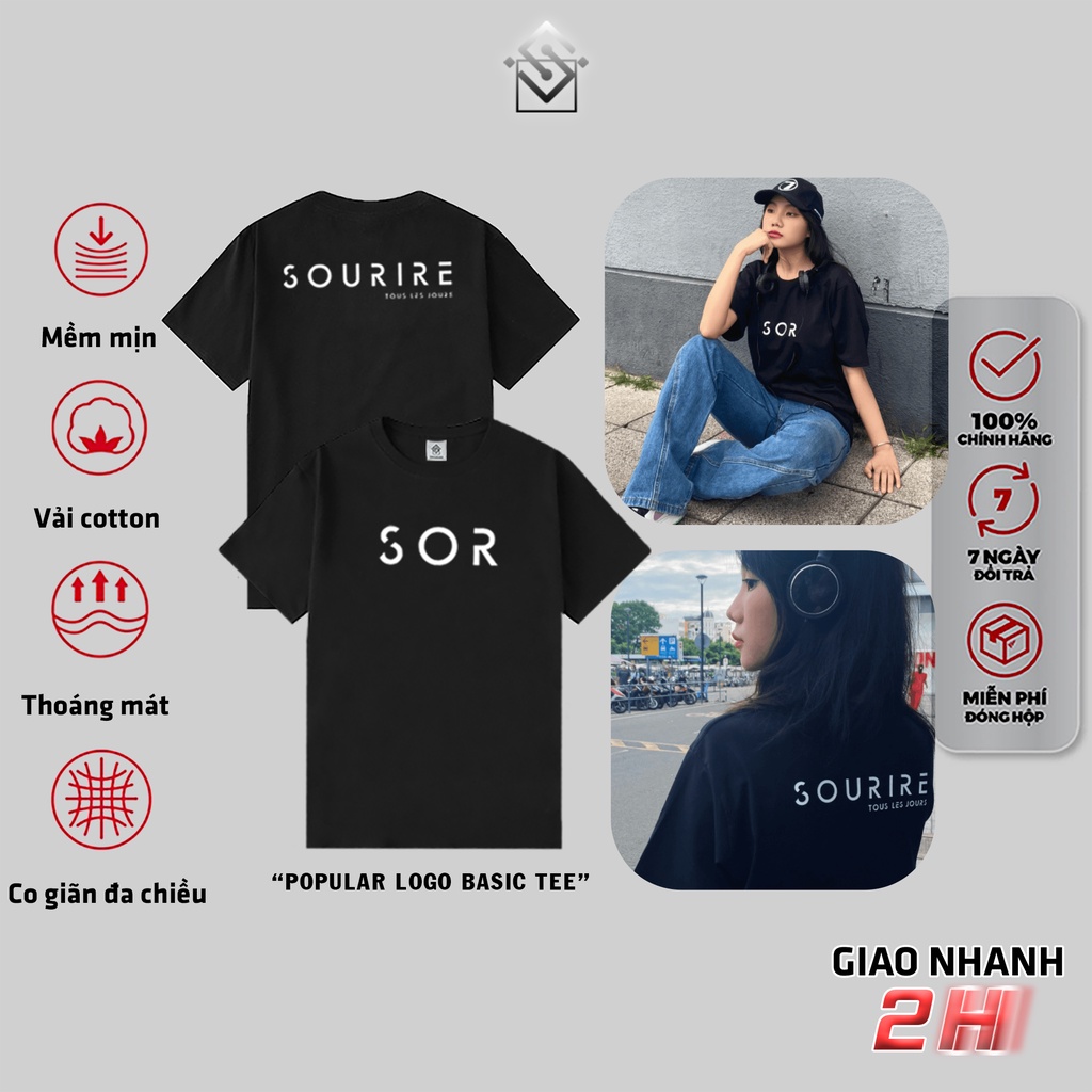 Áo thun basic tee tay lỡ unisex phông rộng local brand oversize đen thun trơn cotton 100% 4 chiều thoáng mát | SOURIRE