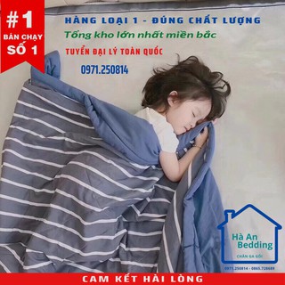 (Chính hãng loại 1) Chăn Hè Thu Cotton Đũi Kẻ Muji Nhật Bản