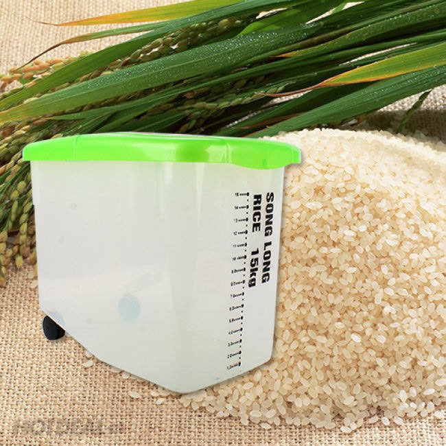 Thùng đựng gạo 10kg, 15kg nhựa songlong chính hãng tặng kèm cốc đong