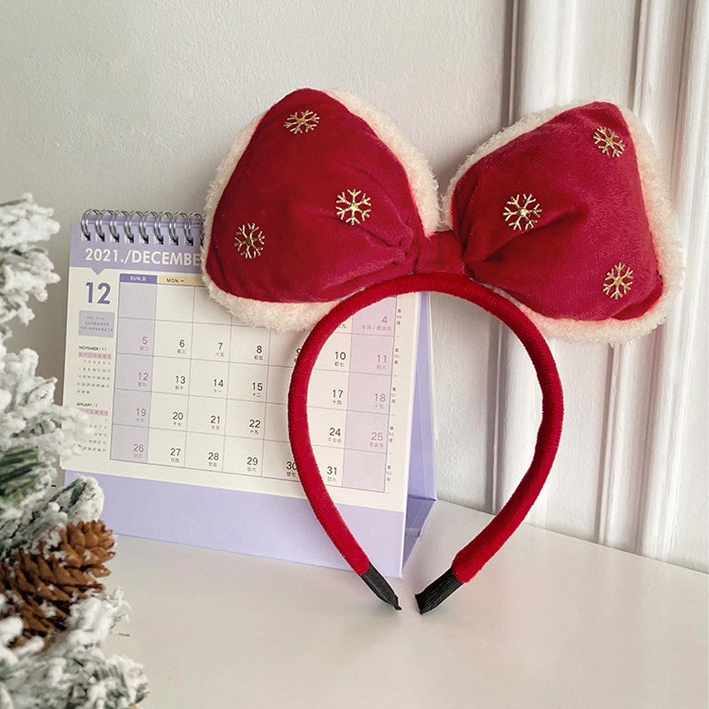 Băng đô cài tóc vải nhung thắt nơ màu đỏ phong cách Hàn Quốc thanh lịch cho nữ