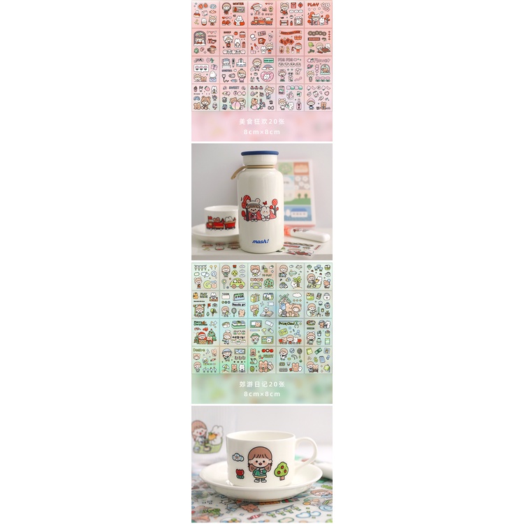Hot 1 Miếng Sticker 2D chỉ 1K Siêu Dễ Thương Để Dán Bình Nước Sách Vở Sổ Sách Cực Xinh Phù Hợp Cho mọi người