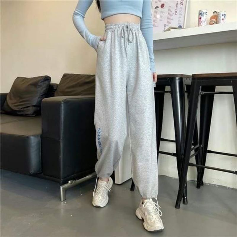 Quần jogger thêu chốt umi AN MINH,3 màu đen ,trắng, xám ,sai m.l