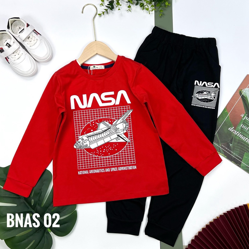 Đồ bộ quần áo thun dài tay NASA mùa thu đông LITIBABY, size đại 10, 12, 14, 16, 18 tuổi