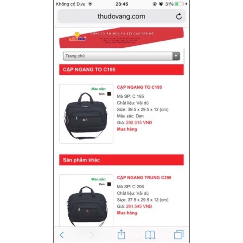 túi máy tính xách tay cho nữ Cặp công sở, học sinh Thủ Đô Vàng hàng chuẩn cỡ trung C196 (đen) | BigBuy360 - bigbuy360.vn