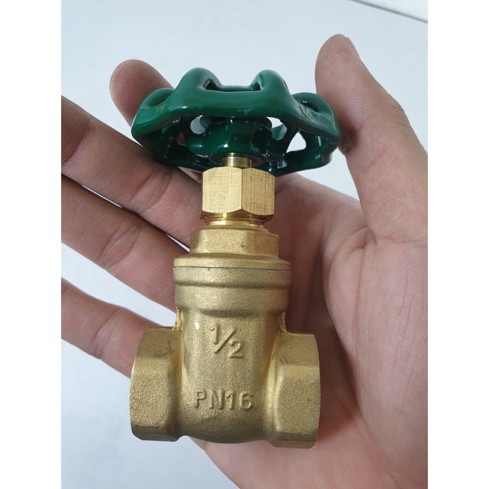 Van cửa đồng, Van khoá nước tay vặn đồng thau răng trong 21mm, 27mm - Điện nước gia dụng Hoàng Kim