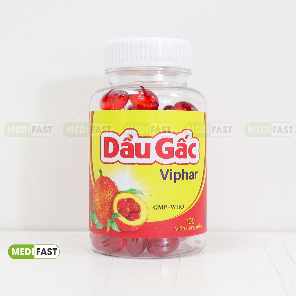 Viên uống Dầu gấc Viphar DHA - cải thiện thị lực, giúp làm đẹp da, bổ sung vitamin A giảm mờ mắt, khô mắt - Lọ 100 viên