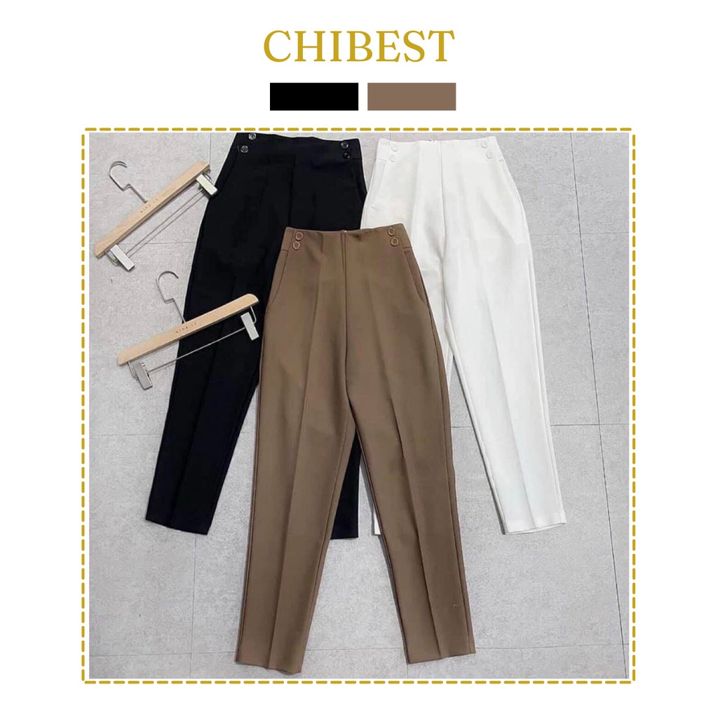 Quần tây nữ công sở kiểu baggy nữ TM 2 khuy sườn lưng cao ống đưng CHIBEST YQB21