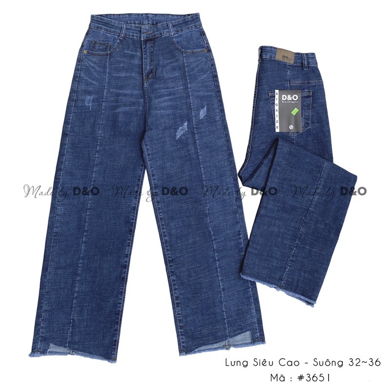 Quần Jean Cạp Cao - Quần Suông Lưng Cao Qua Rốn - Quần Jeans Ống Rộng Thân Nối GIÃN MẠNH