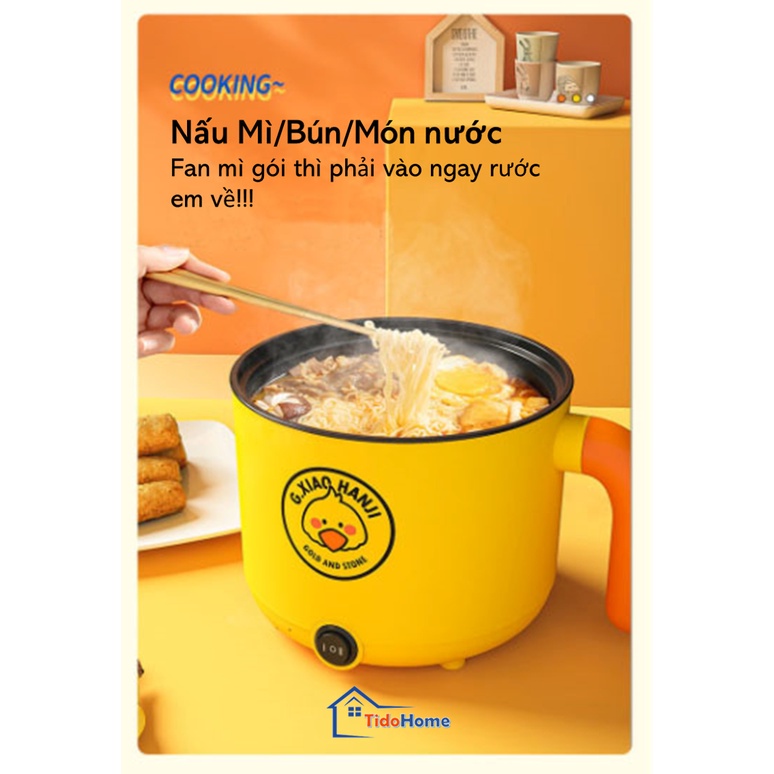 Nồi điện mini Vịt Vàng VV22 2 tầng đa năng nấu cơm lẩu cháo chiên xào dung tích 1.8L công suất 1500w