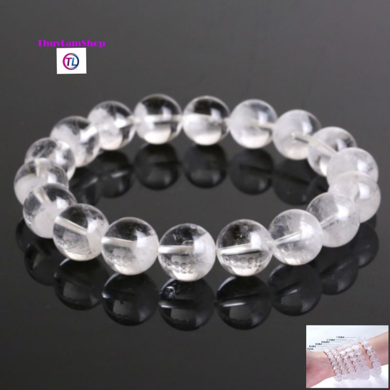 Vòng tay đá màu trắng 8li 10li 12li thanh tẩy năng lượng tiêu cực