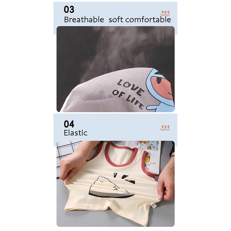 Bộ áo thun không tay và quần short SANITKUN chất liệu 100% cotton thoáng khí thời trang 2022 cho bé trai gái