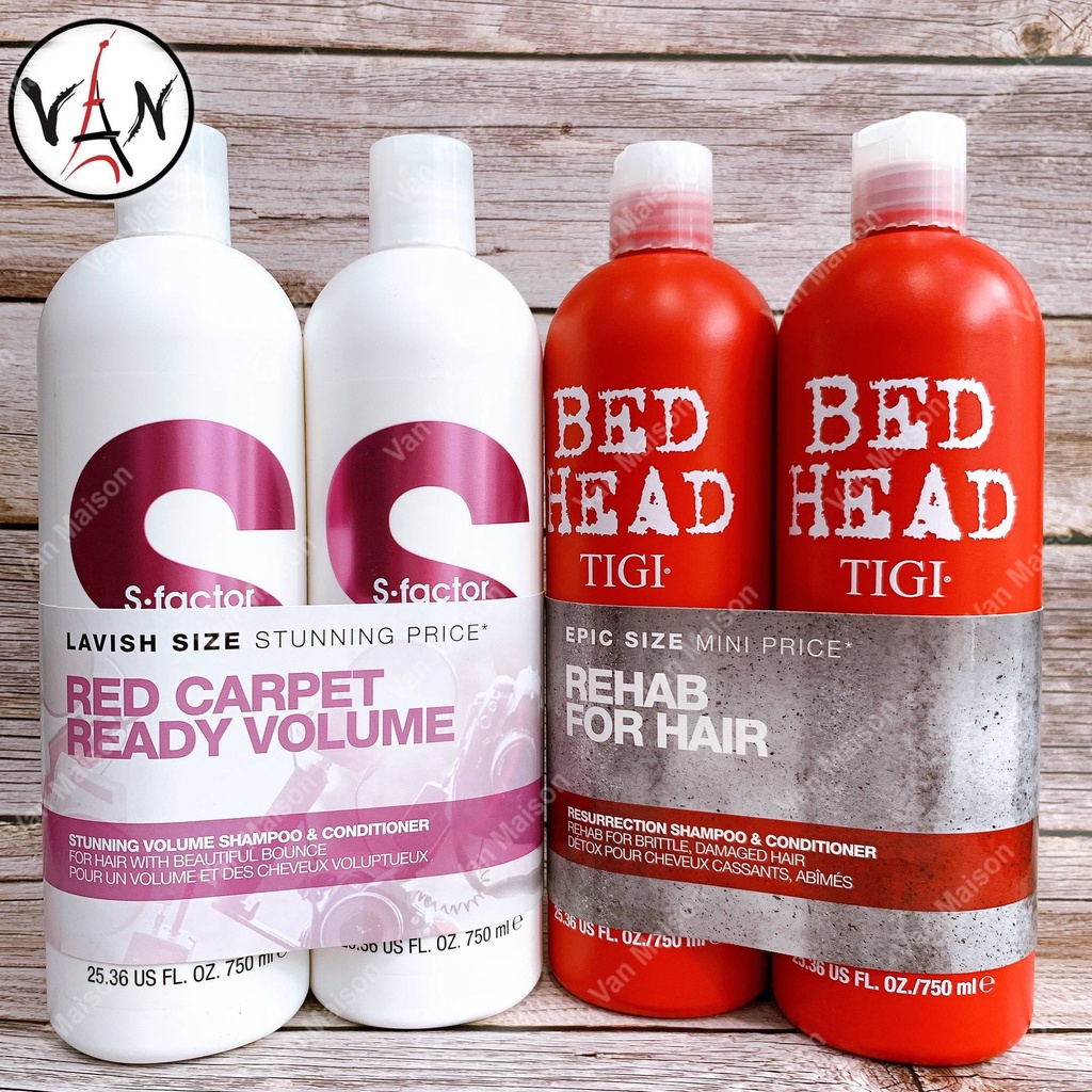 Bộ dầu gội xả tigi đỏ bed head phục hồi tóc & tigi trắng s factor phồng và mượt tóc 750ml