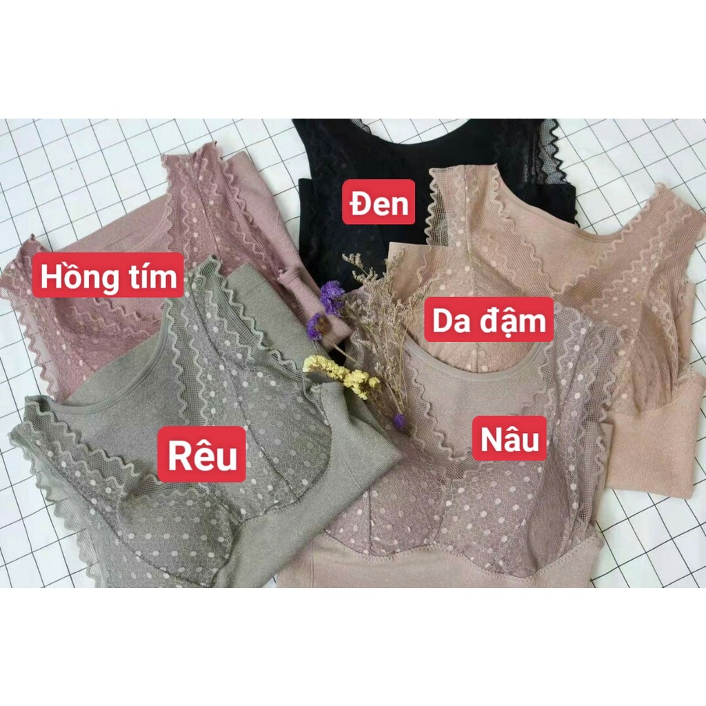 ÁO GIỮ NHIỆT PHỐI REN CHẤM BI 003