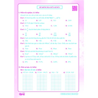 Sách - Đề kiểm tra TOÁN 5 Học Kì 2 (1 cuốn)