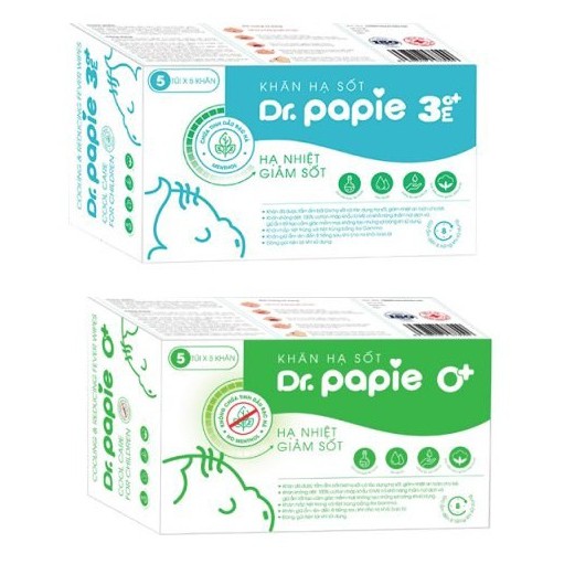 Khăn hạ sốt Dr Papie 25 khăn/hộp, 5 cái/gói