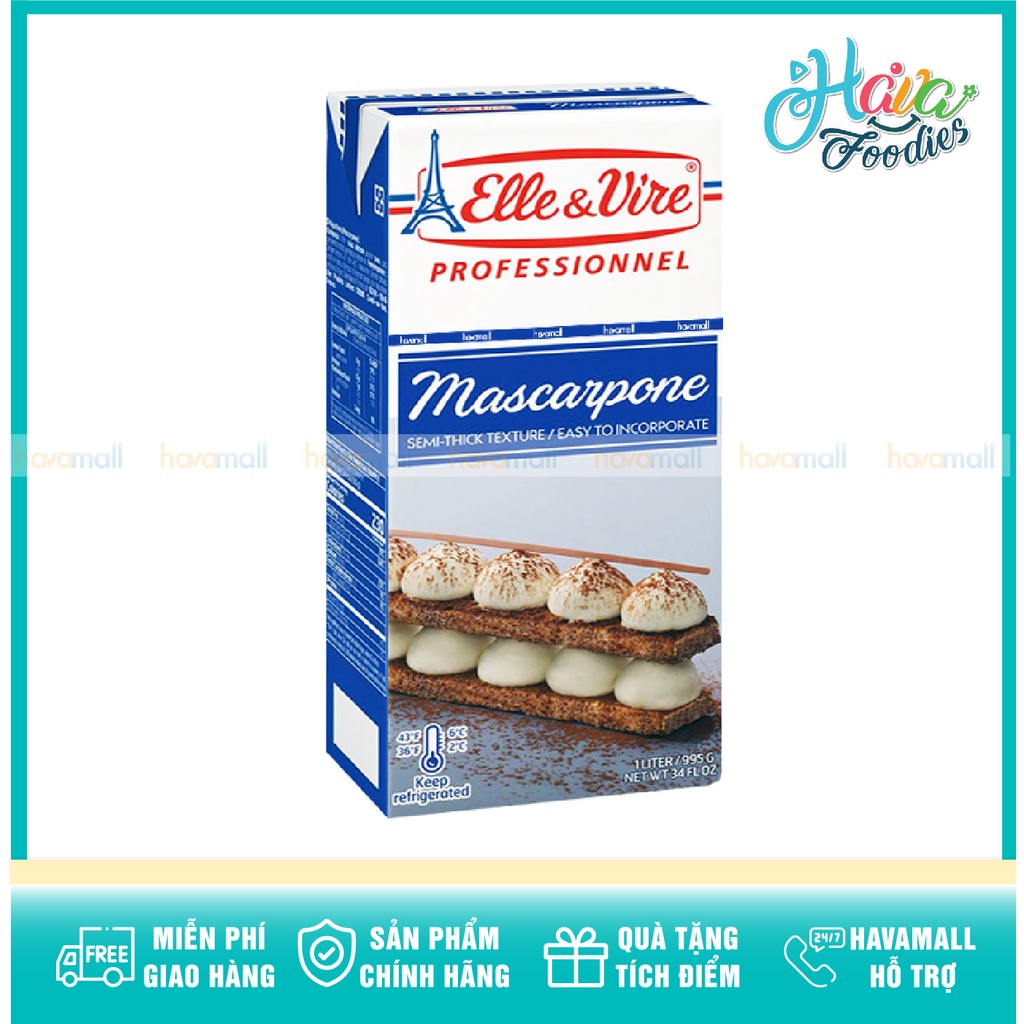 Phô Mai Kem Mascarpone Elle&Vire Hộp 1 Lít