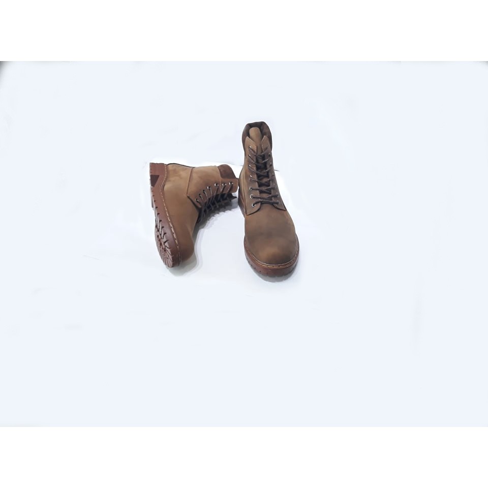 Giày da bò nguyên tấm cao cổ buộc dây timber mã TIM01 (nâu)