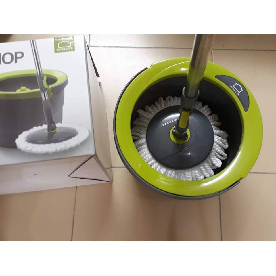 Bộ cây lau nhà xoay tay ettom lock&lock etm498 – tặng 2 bông lau cao cấp xoay 360 độ