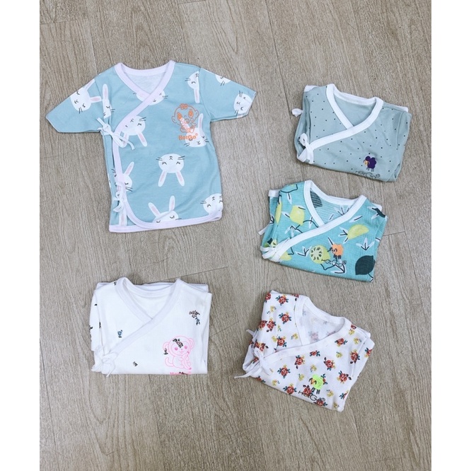 SET 5 ÁO CỘT DÂY HỘT GÀ TAY NGẮN / TAY DÀI CHO BÉ SƠ SINH