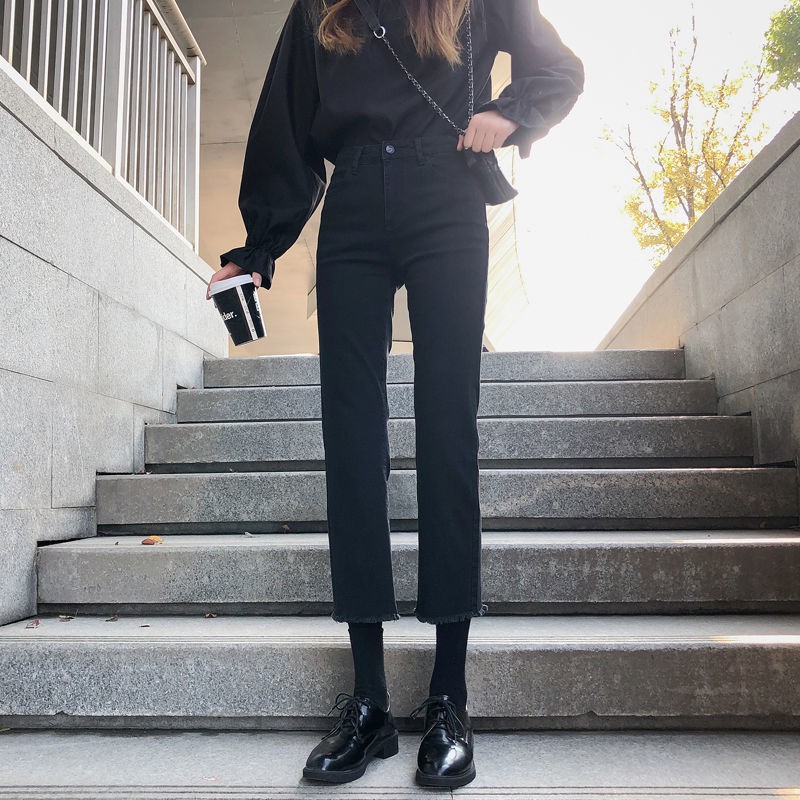 Quần Jeans Nữ Lưng Cao Ống Đứng Thời Trang Hàn | BigBuy360 - bigbuy360.vn