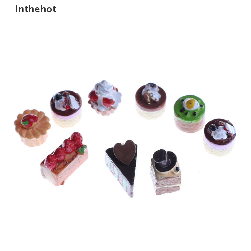 Set 8 Mô Hình Bánh Kem Dâu mini Trang Trí Nhà Búp Bê