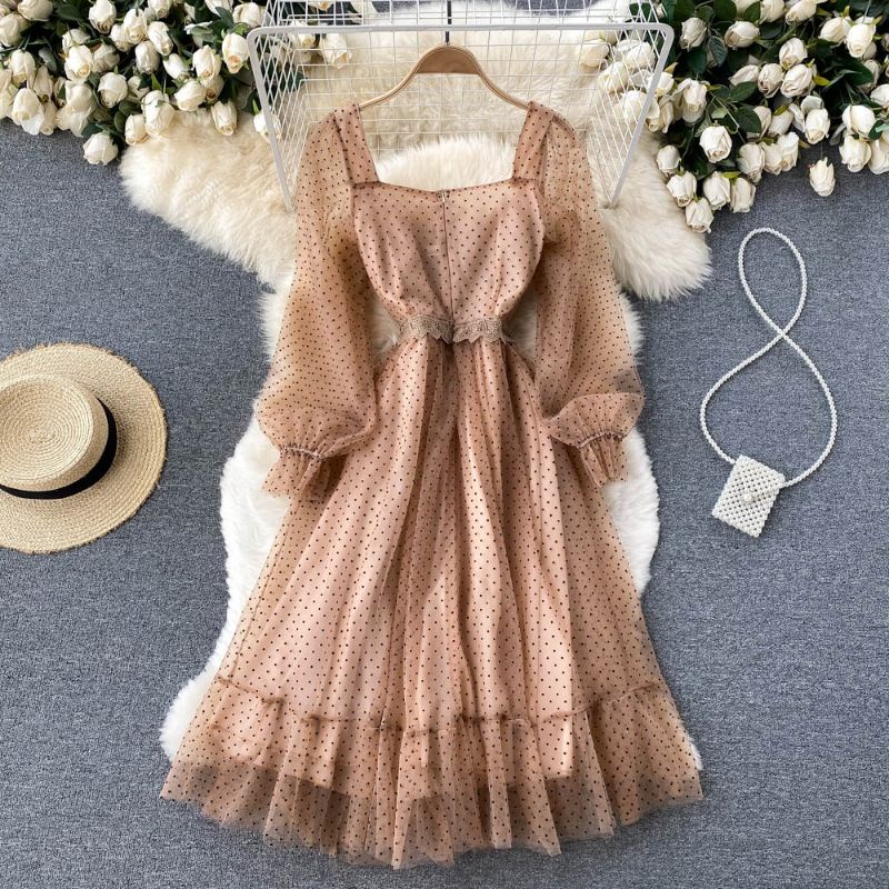 ĐẦM XÒE TAY BỒNG THẮT EO