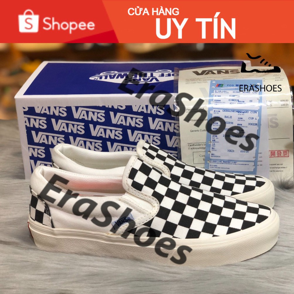 Tặng Nước Hoa [EraShoes] Giày Vans vault caro (Checkerboard Slip On) Bản SlÊU CẤP Nam/Nữ (Chụp tại Shop)