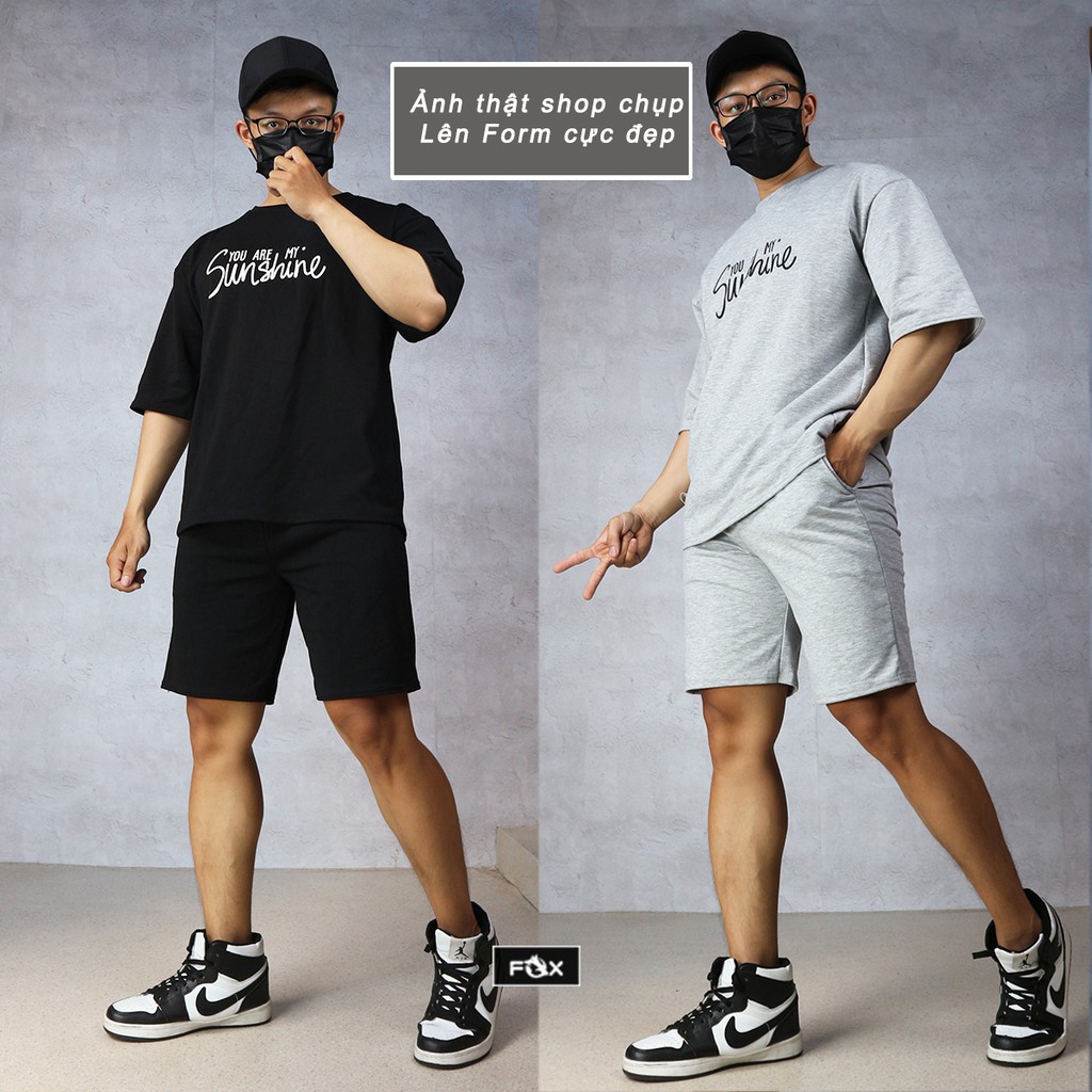 Bộ đồ nam nữ The Fox đồ bộ Unisex tay lỡ Form rộng phong cách Ulzzang Hàn Quốc in Sun Shine | BigBuy360 - bigbuy360.vn