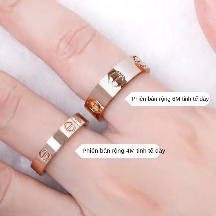 > Nhẫn Kajia màu 18K không phai bản rộng và hẹp của cặp đôi kim cương cổ điển nam nữ tặng người nổi tiếng cùng đoạn <