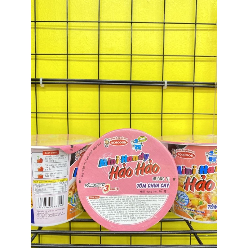 Mì ăn liền Mini Handy Hảo Hảo vị Tôm chua cay 47g | BigBuy360 - bigbuy360.vn