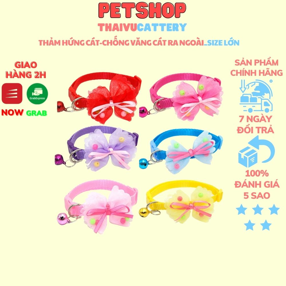 Vòng cổ có chuông đeo kèm nơ hoa dễ thương dành cho chó mèo