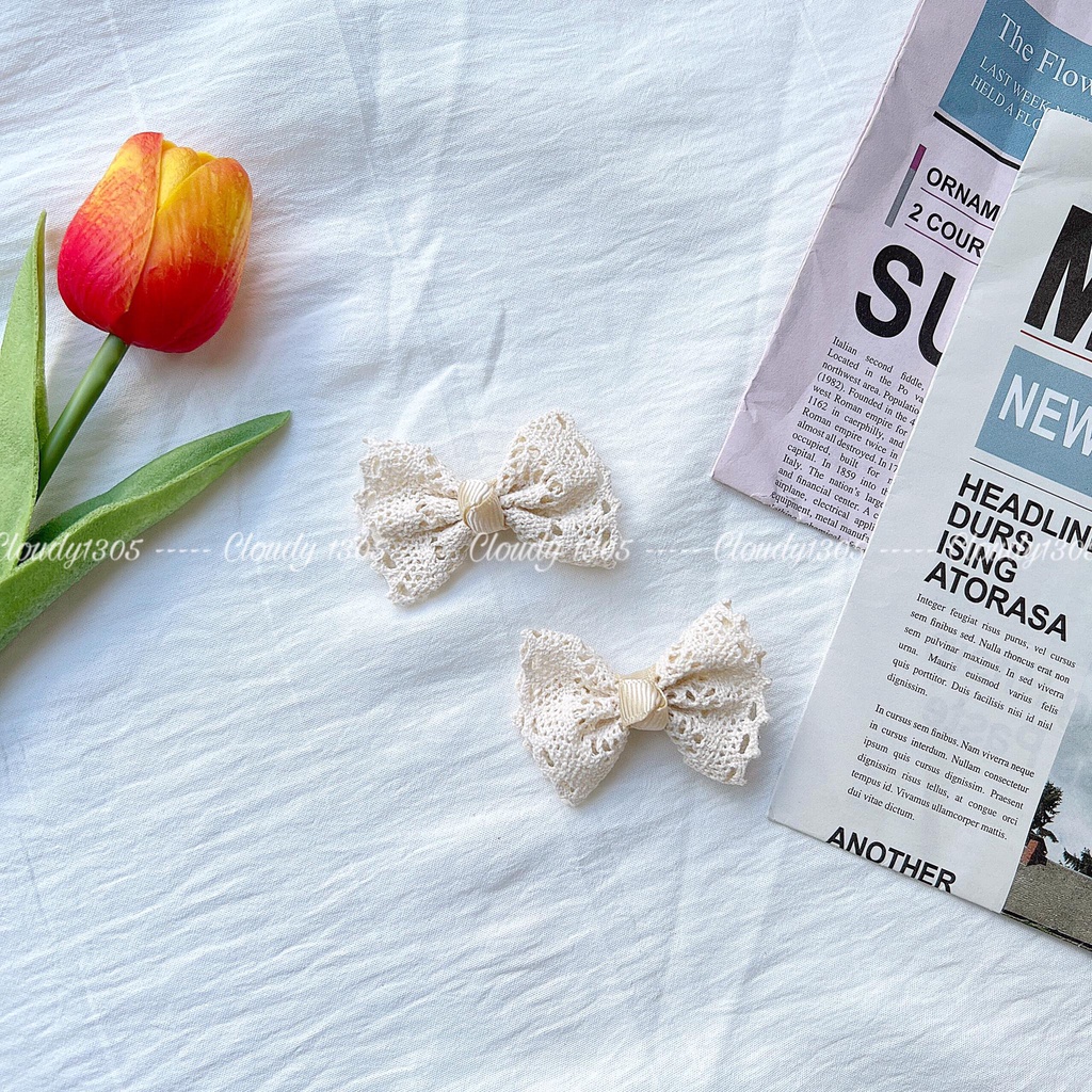 Set 2 kẹp nơ vintage