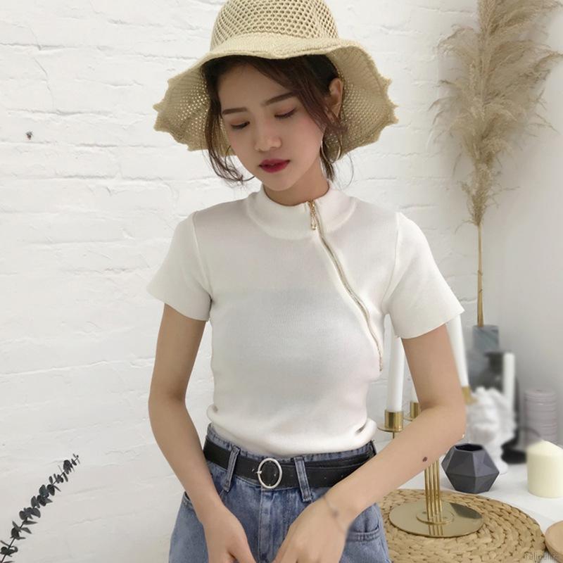 Áo Thun Ngắn Tay Kẻ Sọc Thời Trang Hàn Quốc Xinh Xắn Cho Nữ