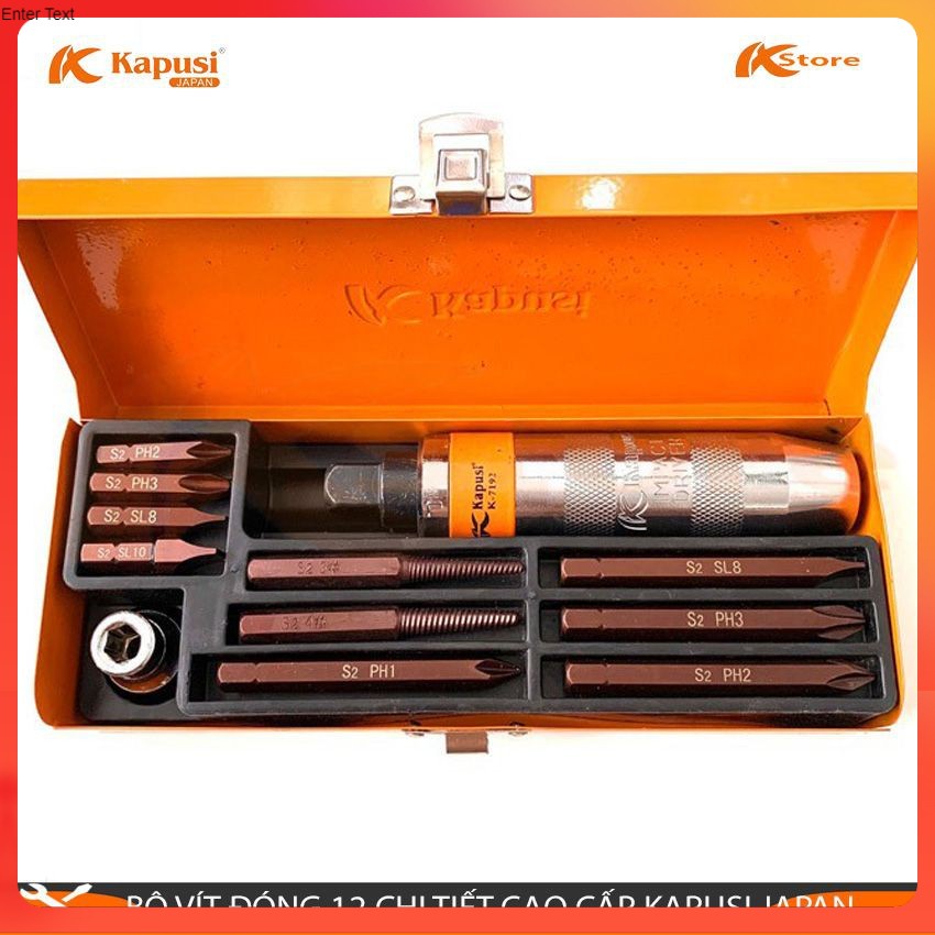 BỘ TUA VÍT ĐÓNG 12 CHI TIẾT CAO CẤP KAPUSI JAPAN - TUA VÍT ĐÓNG THÁO ỐC GÃY TIÊU CHUẨN NHẬT BẢN
