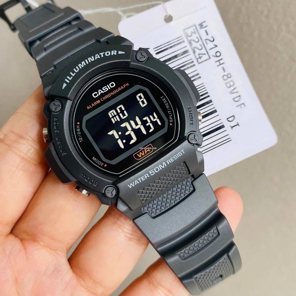 Đồng Hồ Casio Nam W-219H-8BVDF | Dây Nhựa | Pin 7 Năm | Chống Nước WR50M