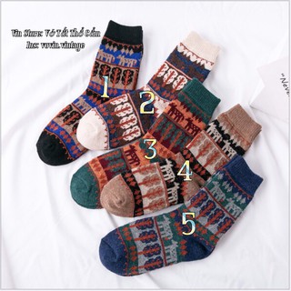 Tất họa tiết unisex, vớ hoa tiết cổ cao unisex - vìn store