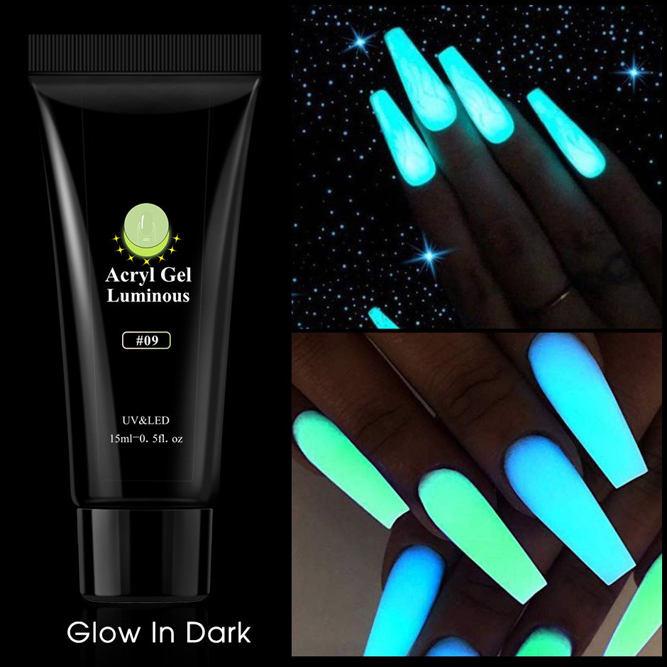 Gel UV nhựa acrylic đắp làm dài móng màu thạch dạ quang sáng tạo