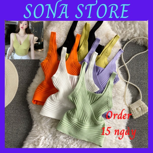 Áo kiểu 2 dây croptop dệt kim dáng ôm body sexy gợi cảm chất đẹp sang chảnh tiểu thư bánh bèo hàng quảng châu cao cấp