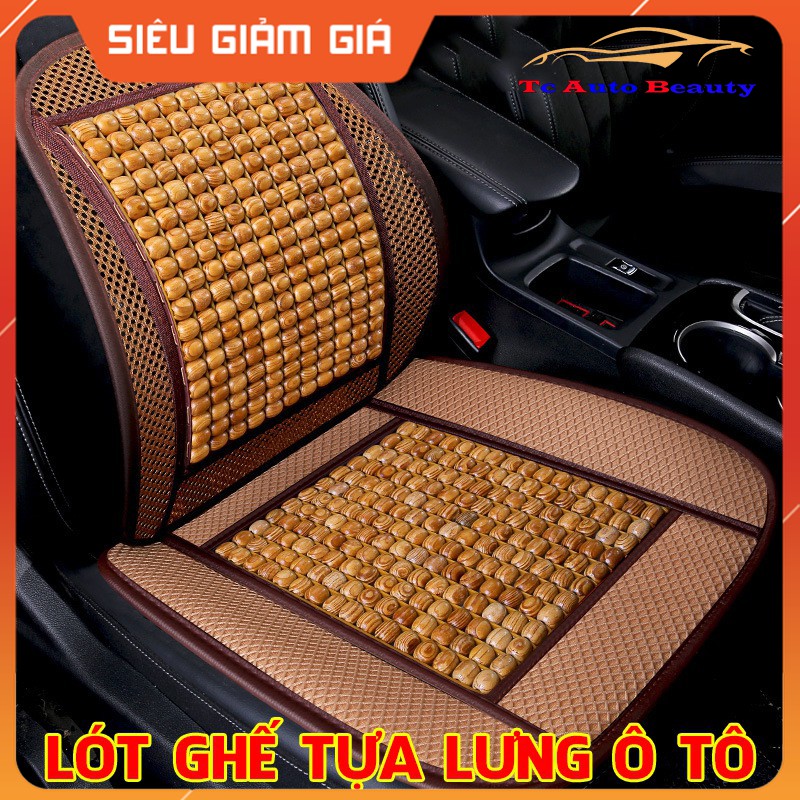 Tấm lót ghế và tựa lưng ô tô hạt gỗ massage cao cấp, lót ghế văn phòng, ghế giám đốc-TC AUTO