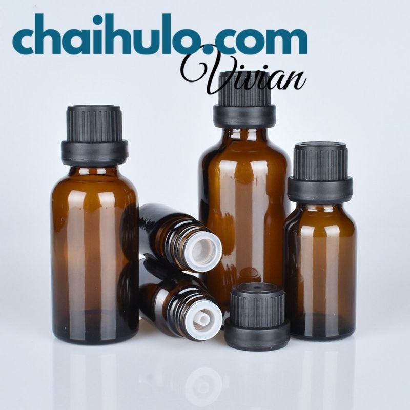 chai 5ml thủy tinh nâu nắp đen nhỏ giọt