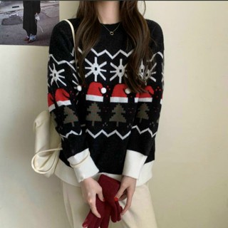 Áo len noel 3 màu đen đỏ trắng