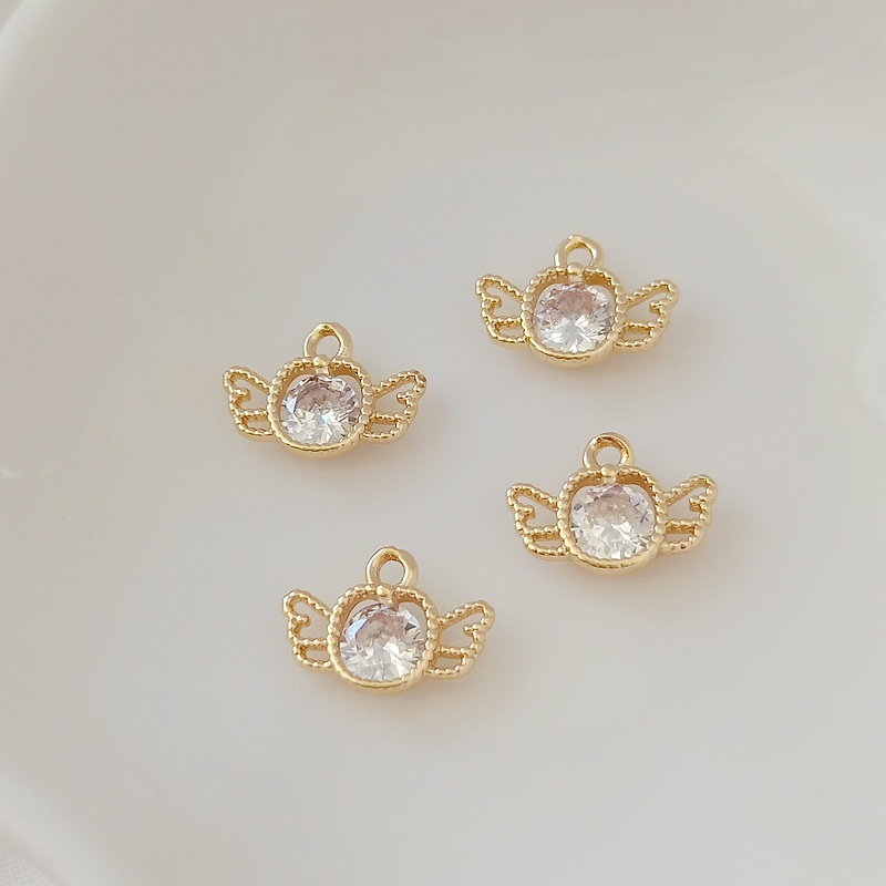 Mặt Vòng cổ Hình Thiên Thần Bằng Đồng 14K 12 * 8mm DIY