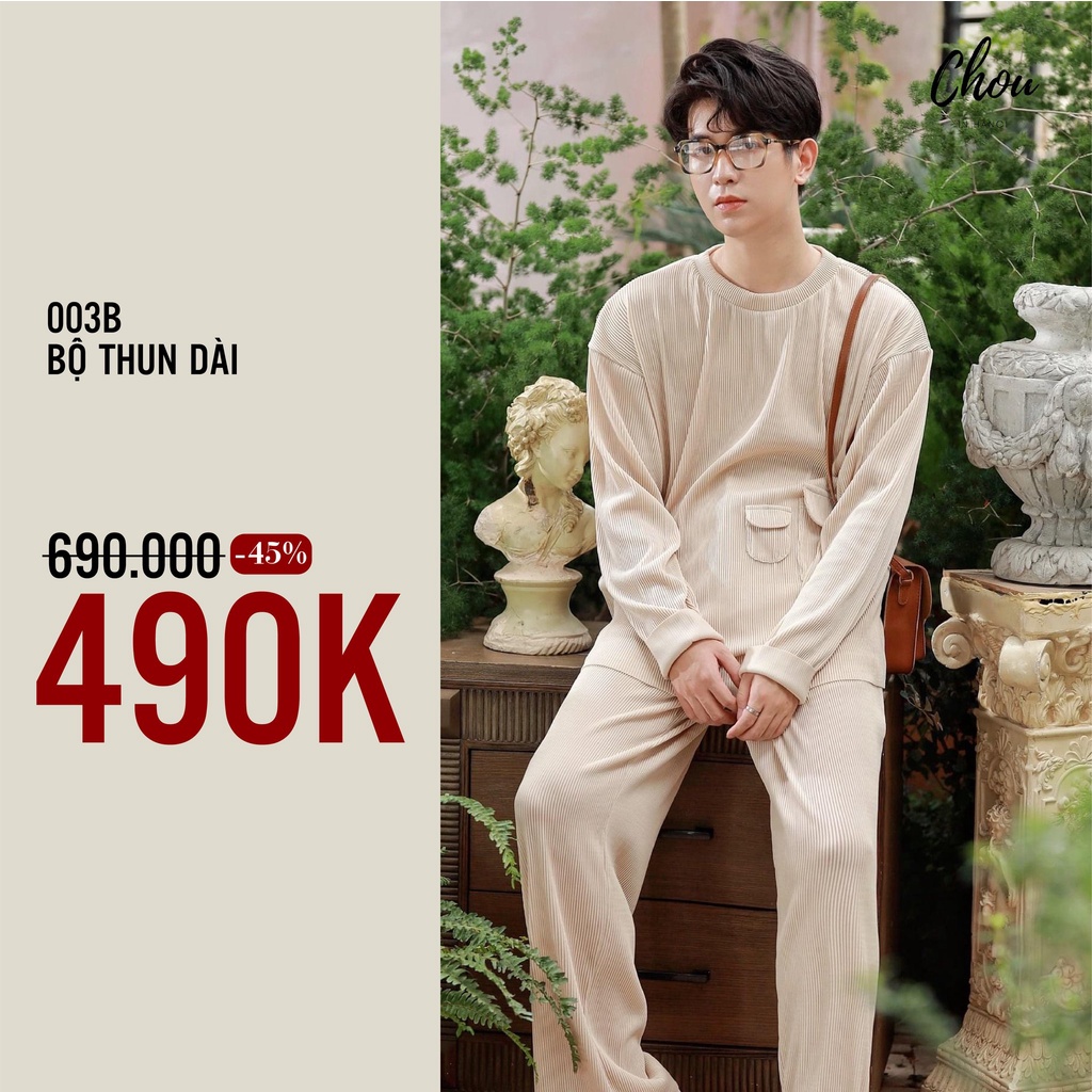 Bộ thun tăm dài tay Hàn Quốc CHOU IN HANOI Bộ thun dài tay thu đông basic đi chơi đi dạo phố