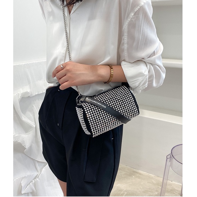 Túi xách nữ BB đính đá thời trang có dây xích đeo chéo