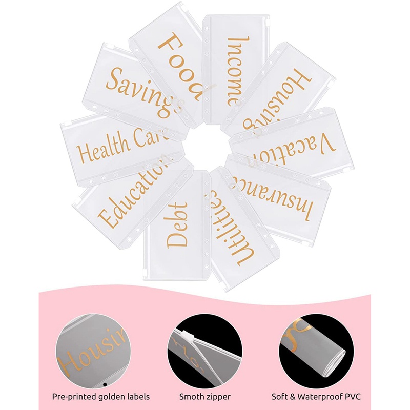 Set sổ còng theo dõi chi tiêu kèm túi zip đựng tiền in sẵn