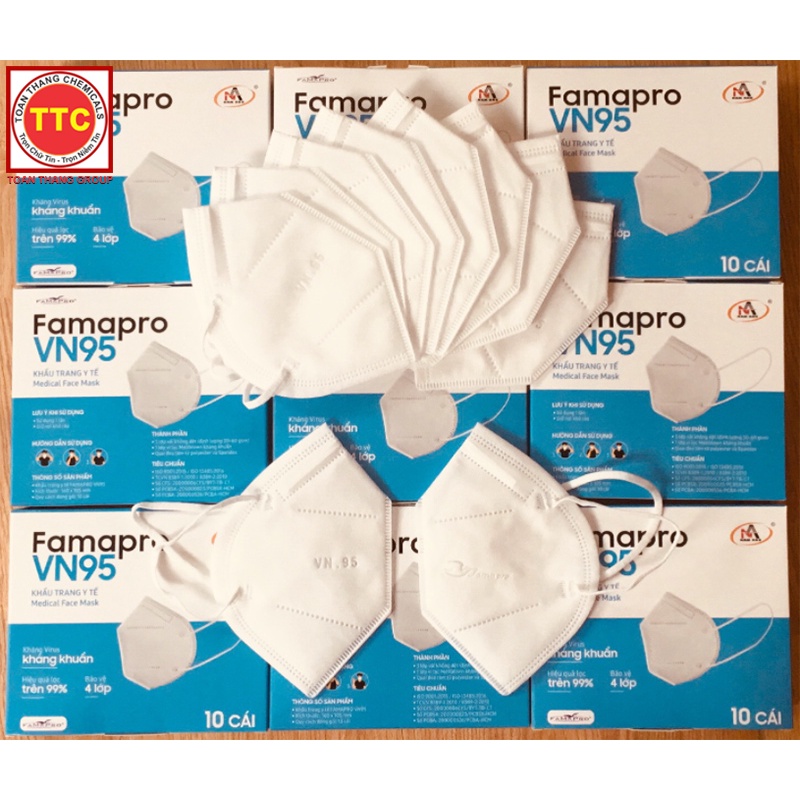 HỘP 10 Khẩu Trang N95 Không Van Cao cấp Lọc Không Khí Kháng Khuẩn Chống Bụi